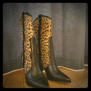 Black and leopard boots